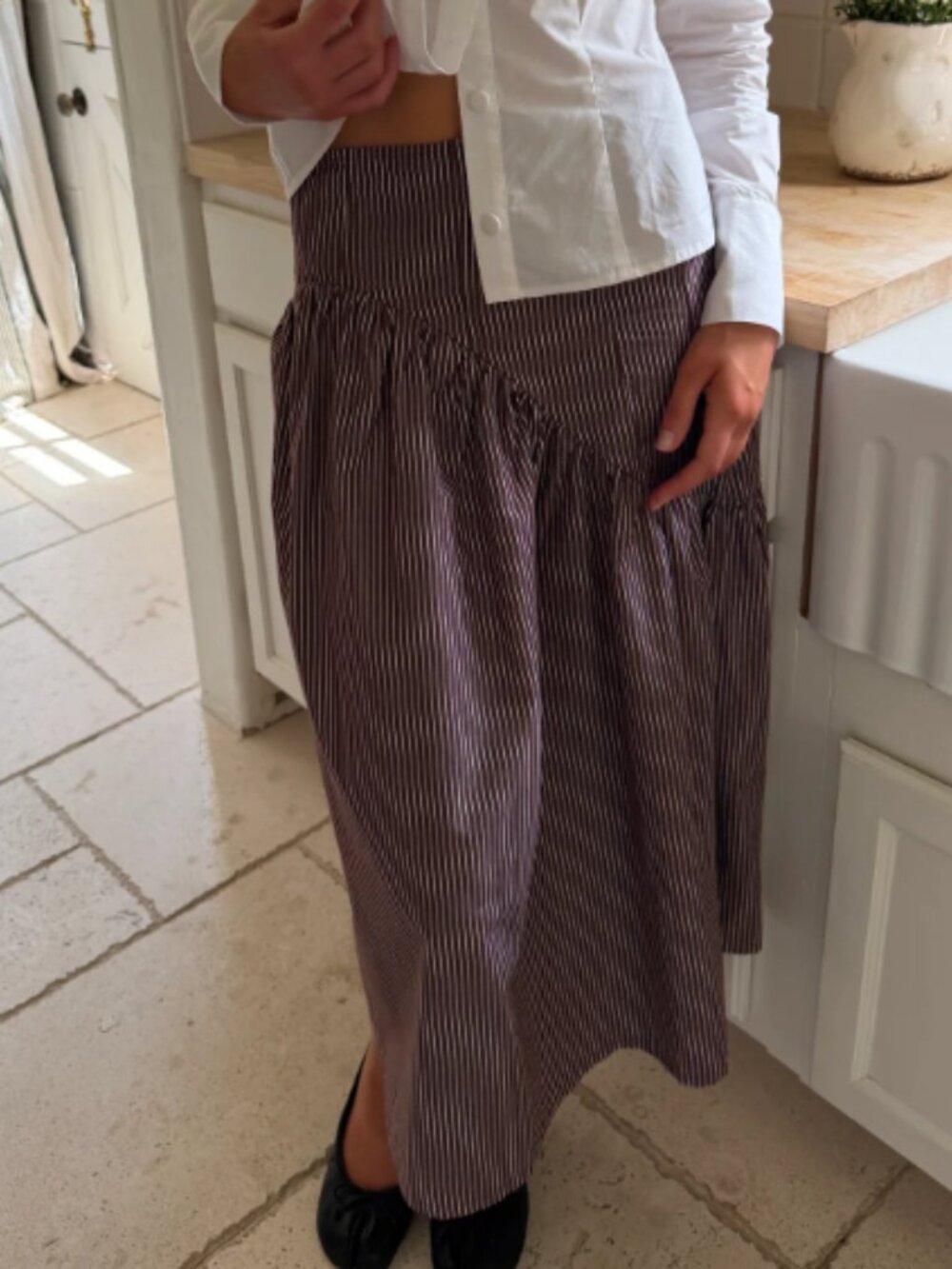 Maeve Midi Skirt - Saddle Stripe - Lisa Says Gah PLUS SIZE - Picture 3 of 6